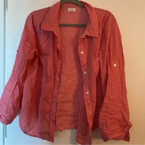 Great condition Katie Sturino red pinstripe button down in medium